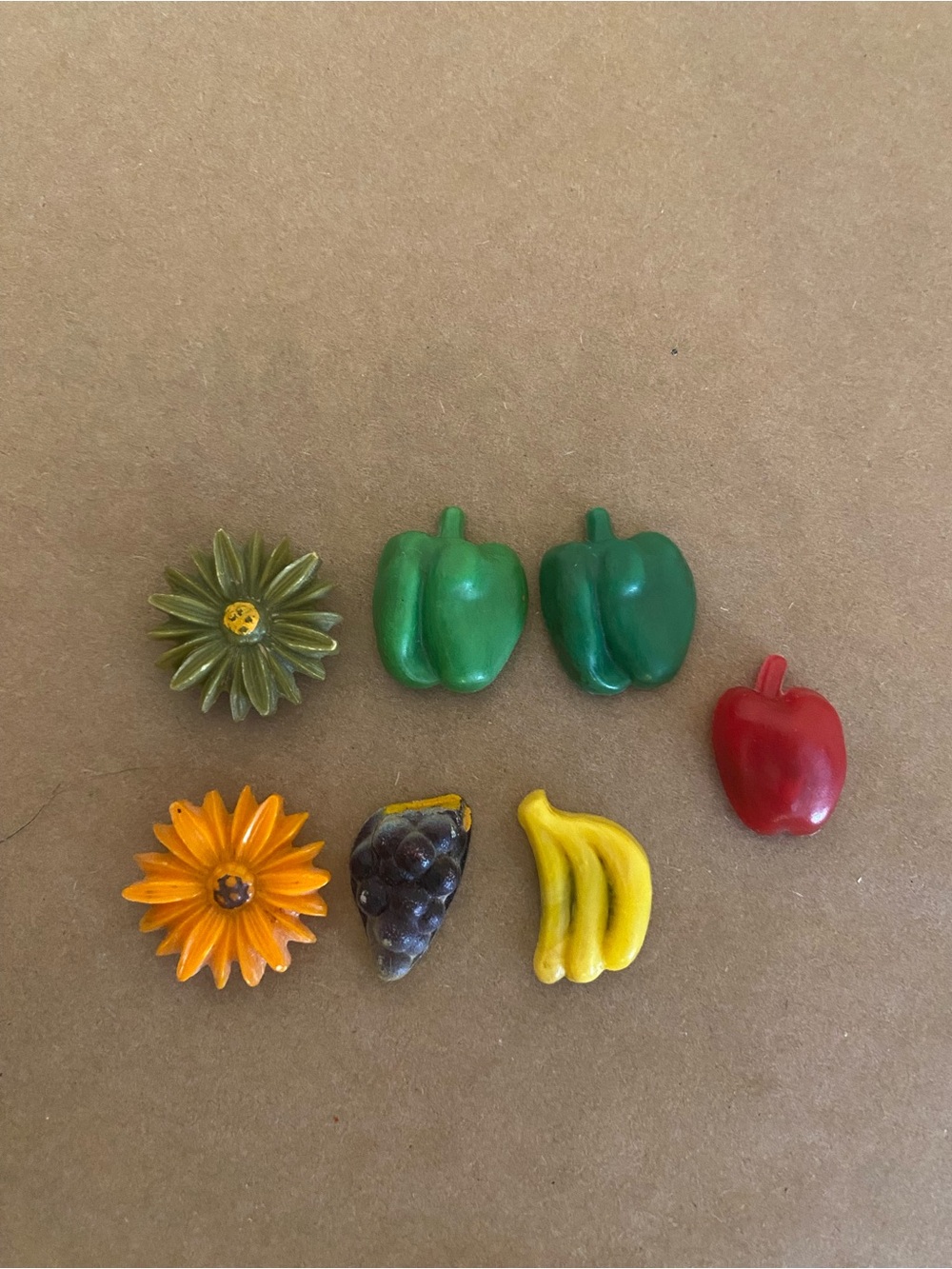 Vintage Fruit and Flower Fridge Magnets Retro peppers Bananas apple grapes